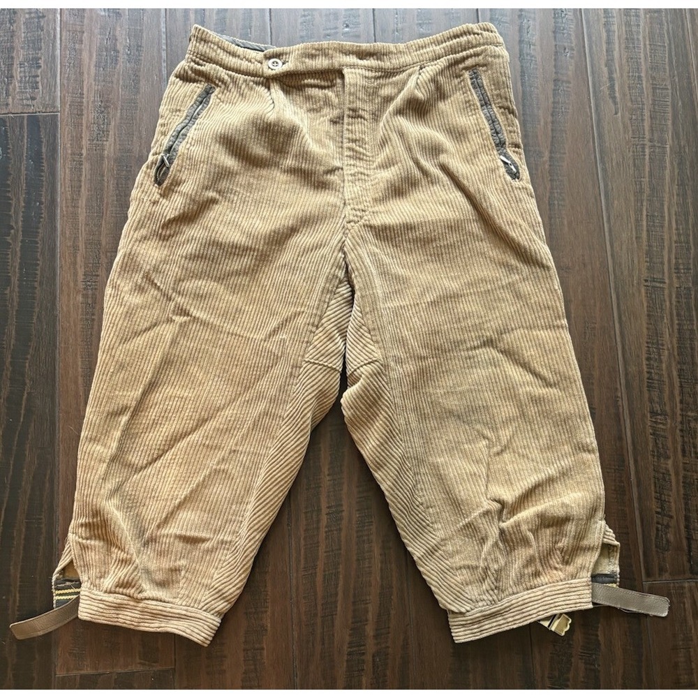 Vintage Feiler West Germany Tan Corduroy Lederhosen Crop Pants Mens 32" Waist